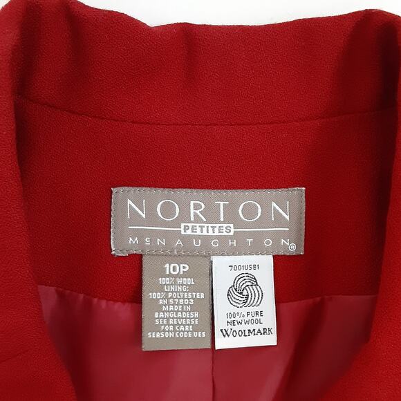 Vintage 90s Red Blazer Jacket 100% New Wool Woolmark Size 10P Norton McNaughton - Picture 6 of 11